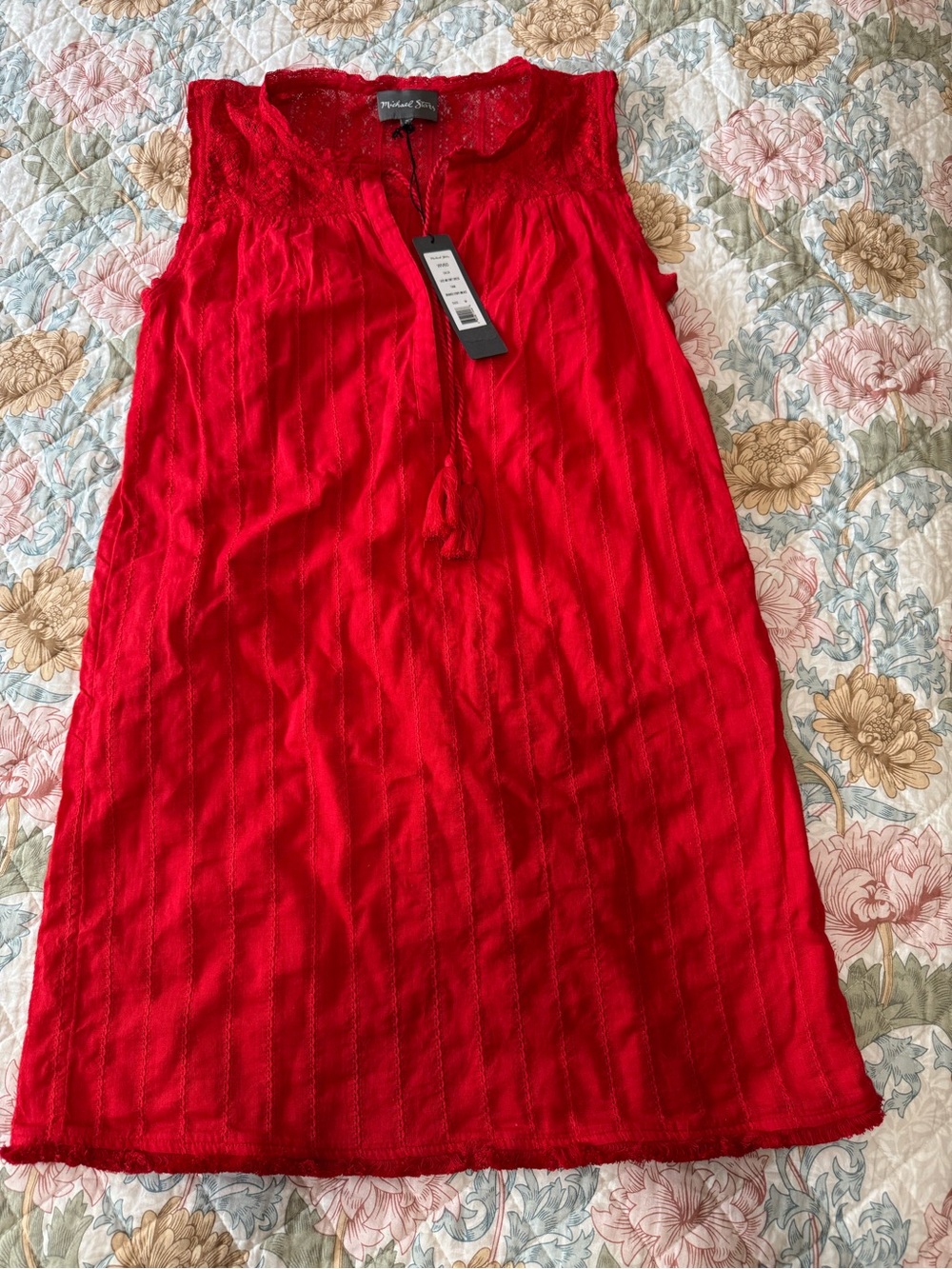 Michael Stars Red Sleeveless Cotton Dress
